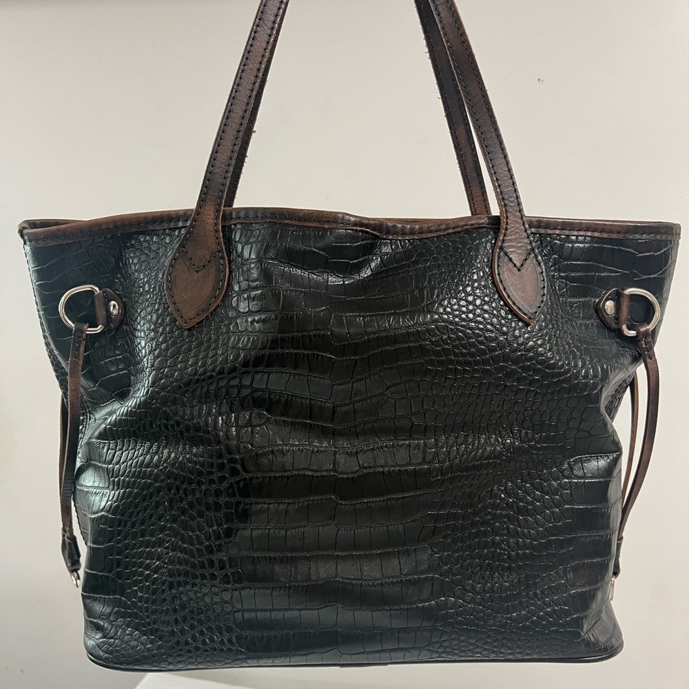 Rare Freebird By Steven Black Croco Leather Tote Bag - Picture 10 of 16